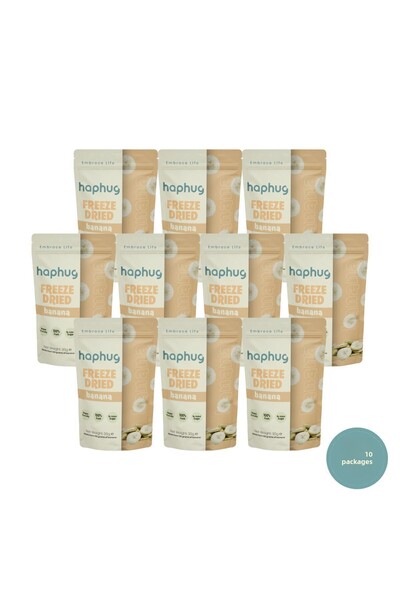 HapHug 10 عبوات - فاكهة الموز المجففة المجمدة - 30 جرام