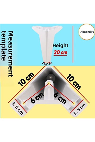 Badem10 20 cm White Legs Luxury Sofa Console Tv Unit - 4 Pcs