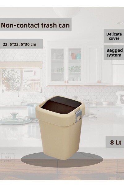 Jet's Home Countertop 8 Liter Small Beige Trash Can