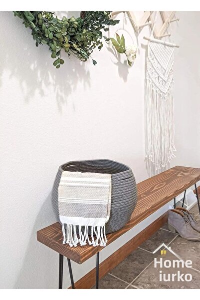 HomeTurko سلة من الخوص والجوت على الطراز البوهيمي - منظم وزخرفي منحني