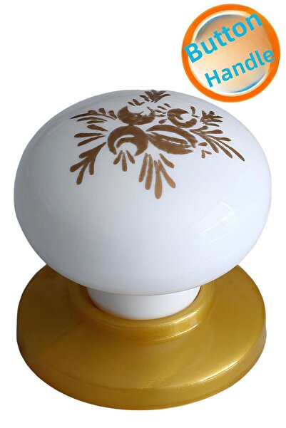 NZB Gold Cabinet - White Patterned, Buttoned Handle, Patterned Furniture, Kit...