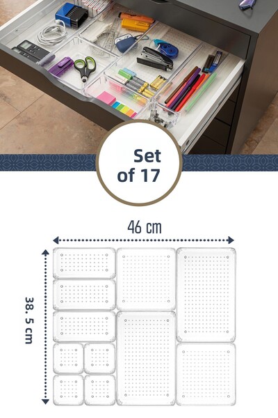 Meleni Home 11 Pieces Modular Bathroom Makeup Jewelry Organizer - Desktop Organizer - Kitchen Drawer Organizer