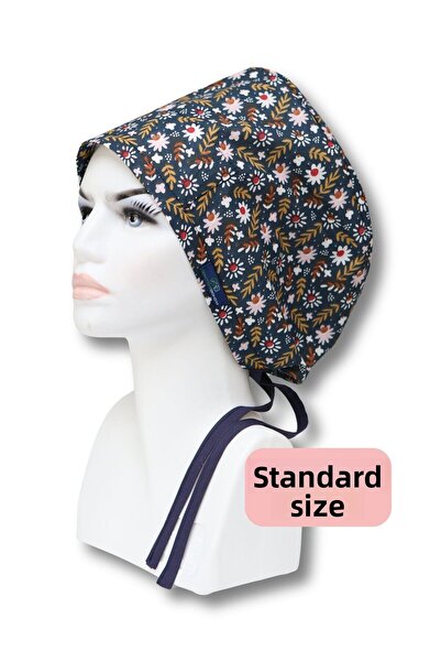 doktorbonem Șapcă chirurgicală cu petale de culoare bleumarin, mărime standard, pentru medic, asistentă, asistent medical, spital