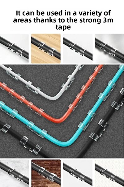 jetfast 20 Pcs Clear Cable Fixer - Wall Clip and Adhesive Organizer Holder Collector
