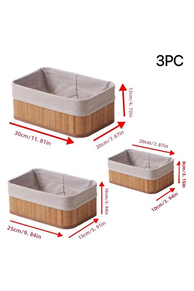 Axe Tools مجموعة سلة الخيزران المدمجة للاستخدام اليومي (3 قطع)