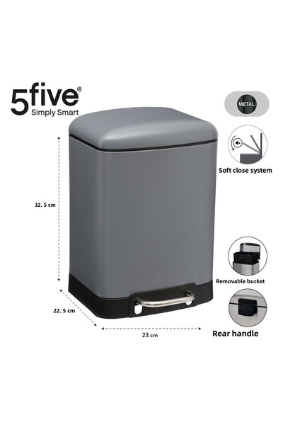5FIVE Ariane - 6 Lt Rubbish Bin with Metal Pedal / Antrasite Gray