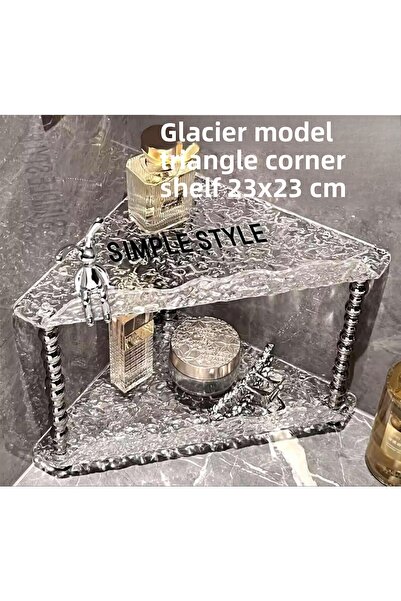 ARVALE نموذج ديكور رف زاوية شفاف من الزجاج المكسور مكون من طبقتين |   23x23 سم