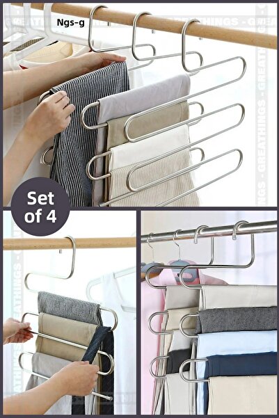 Vienev Σετ 4 Κρεμάστρα Παντελονιών 5 Επιπέδων Κρεμάστρα Πολυώροφη