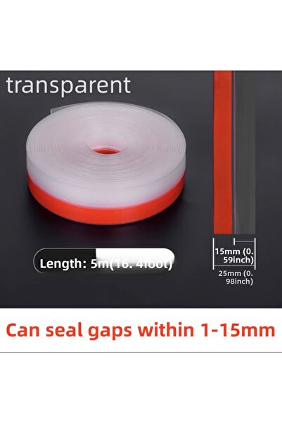 Choice شريط مانع تسرب سيليكون شفاف 25 مم 5 متر، شريط مانع لتسرب الماء للباب أ...