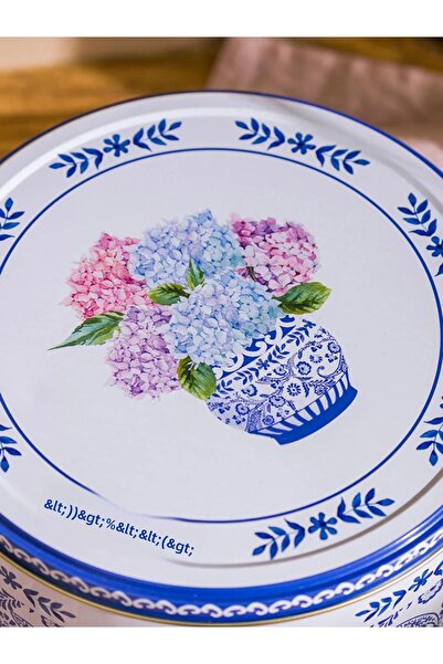 LC Waikiki Lcw Blue Flower Printed Metal Storage Box 19 cm