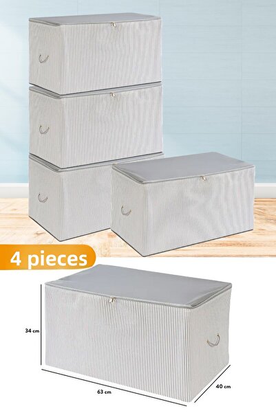 Serstil 4 Τεμάχια - Μεσαίου μεγέθους Ανθρακί ριγέ απορρίμματα 63 X 40 X 34 cm