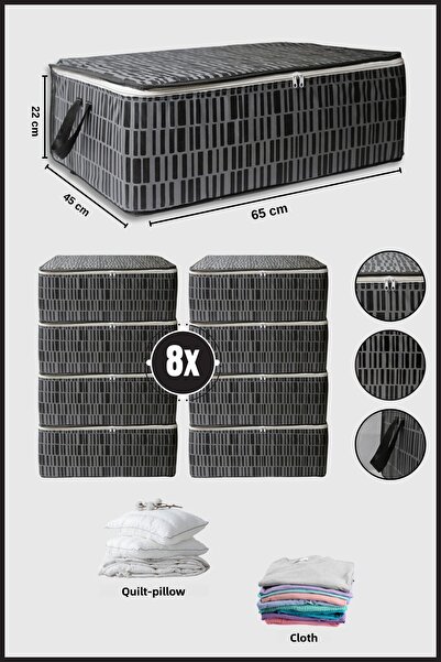 Nanteks 8 قطع ملابس زيبرا كبيرة الحجم تحت القاعدة - حقيبة تخزين منظم وسادة 65x45x22