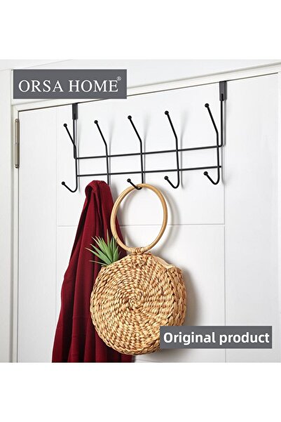 ORSA HOME 951 Μαύρη μεταλλική κρεμάστρα πόρτας 10 βραχιόνων