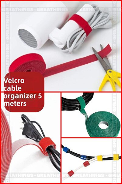 Greathings Hook and Loop Stabilizer Cable Organizer 5 Meters X 1 cm Cuttable ...