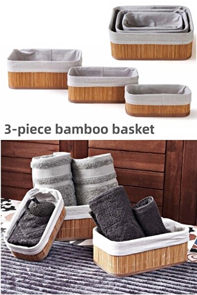 Tatlı Sebep سلة من الخيزران مكونة من 3 قطع / مجموعة سلة من الخيزران متعددة ال...