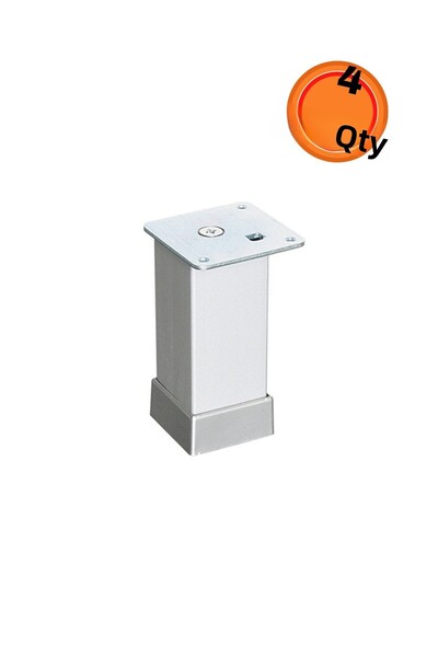 HOBİDABİ 5 Cm Aluminum Flat Square 40x40 Foot Matkrom (4 Pieces)