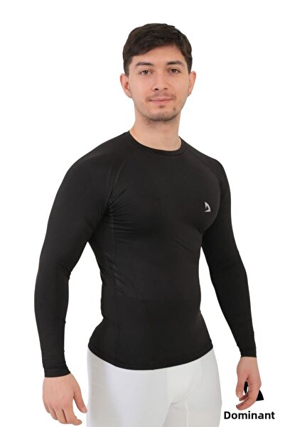 DOMİN SPOR Men's Black Long Sleeve Compression Fitness Gym Body Tshirt