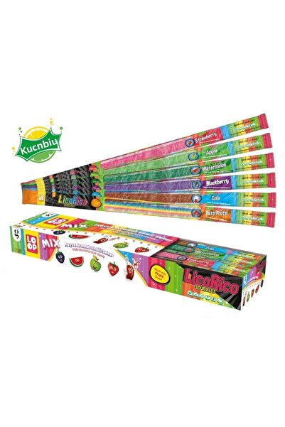 Global حلوى ليكو ريكو ذات شريط طويل حامض بنكهة الفاكهة المختلطة، عبوة من 18 قطعة