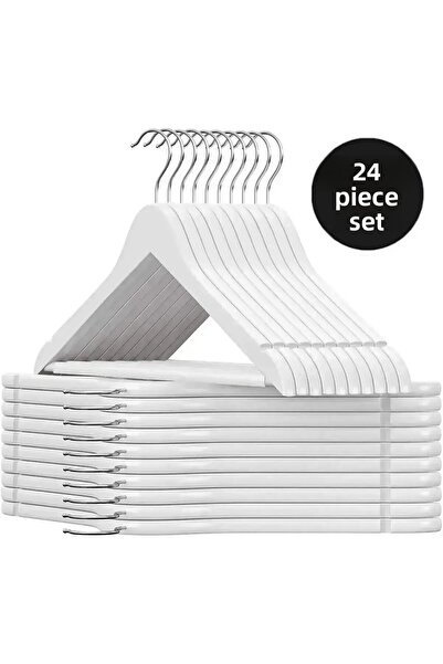 Beray 24 броя качествени бели пластмасови дрехи - закачалка за дрехи