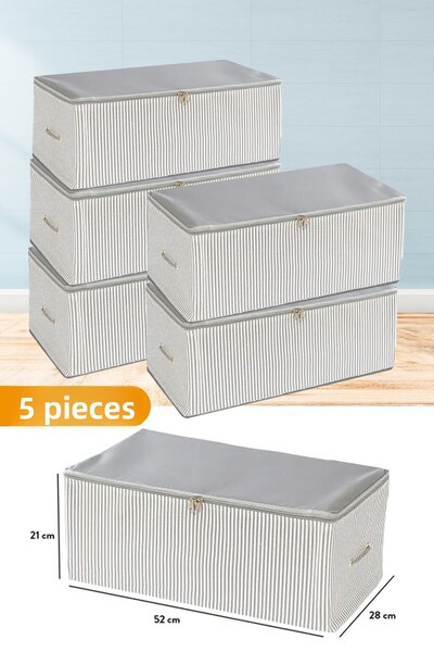 Serstil 5 قطع - حقيبة تخزين مخططة بتفاصيل مطبوعة ومطبوعة صغيرة الحجم مقاس 52 ...