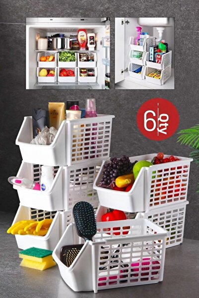 Orvila 6 Pieces White Large Size Organizer - Superimposed, Multi-Purpose