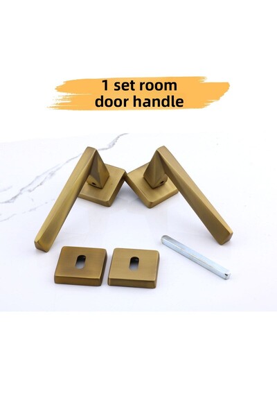 Badem10 (1 SET) Vista Antique Yellow Mâner de ușă de cameră cu rozetă pătrată Mâner de ușă glisantă din oțel compatibil dreapta stânga