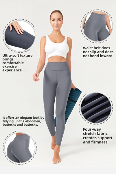 Los Ojos Dámské antracitové sportovní legíny úzkého střihu s vysokým pasem Basics