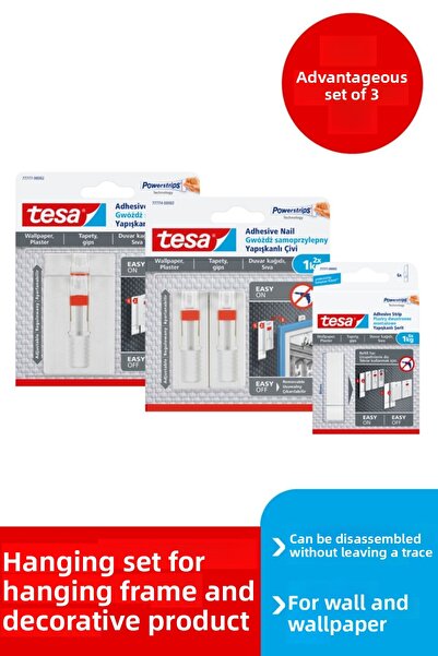 Tesa Detachable Adhesive Hanger Without Leaving Traces - Nail, Wall - Advantageous Package