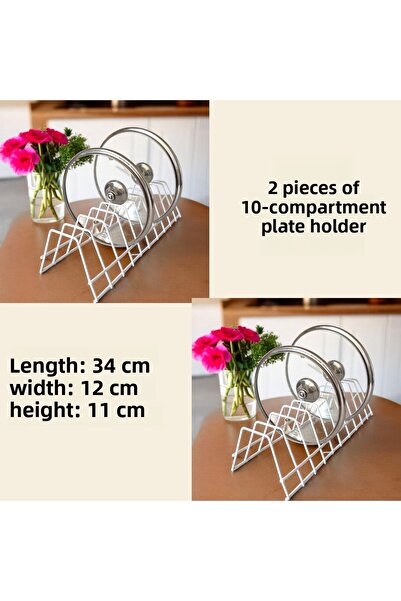 EceAksesuar Suport pentru 2 farfurii - Organizator pentru capac pentru oale -...