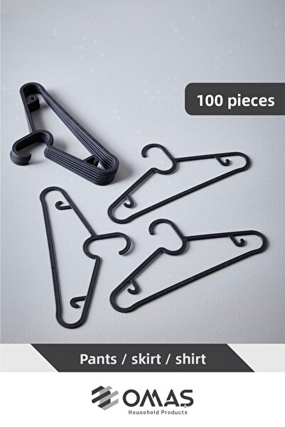 Omaş Household Product Umeraș Spruttig 100 bucăți rochie neagră, eșarfă, cămașă, umeraș pentru tricou din plastic flexibil (100 bucăți)