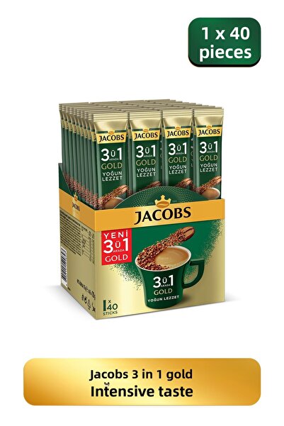 Jacobs نكهة مكثفة ذهبية اللون - 3 في 1، علبة قهوة 40 قطعة