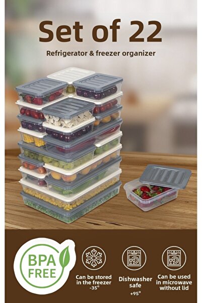 Nesto Home 22 Colorful Refrigerator Organizer Freezer and Microwave Storage Container 2X2400 2X1200 6X1170 12X600 ml