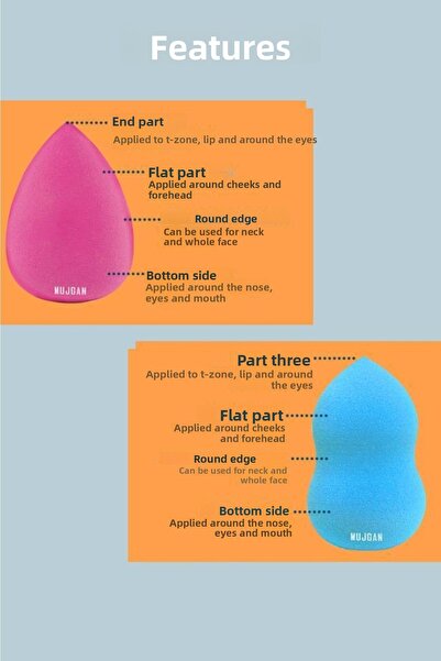 MUJGAN 5 Mini + 1 Medium Size Makeup Sponge Set Pink Color