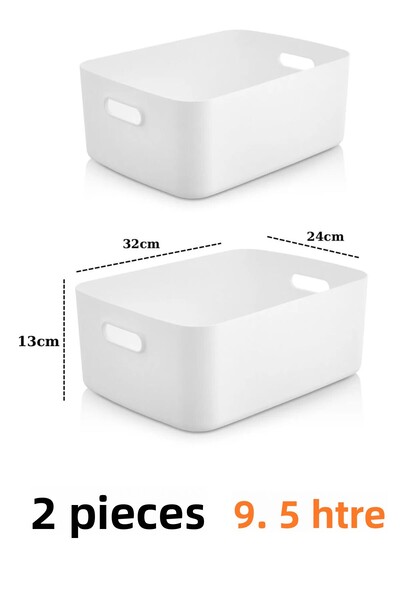 Mutfak Köşesi 2-Piece Tidybox Large Size 9.5 Lt Basic Bathroom Organizer Basket, Decorative Refrigerator Organizer