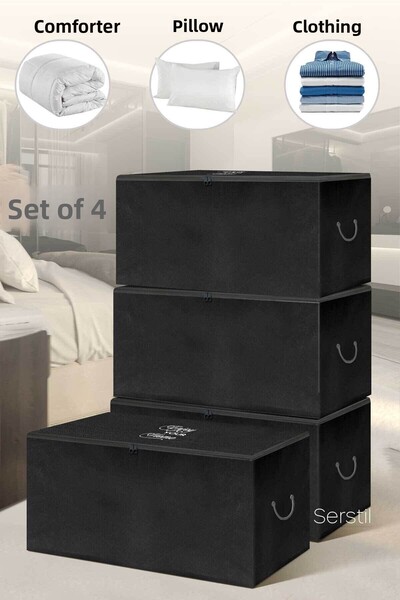 Serstil 4 Pieces - Medium Size Black Bag 63 X 40 X 34 Cm