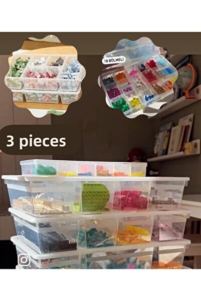 Bayev 3 Pieces Toy Organizer Set - 2 Pieces Luna 1 Piece 18 Compartments Bead Organizer
