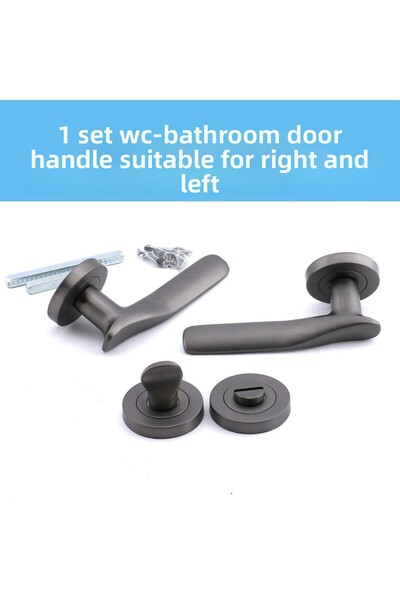 Badem10 Mâner pentru ușă de baie Royal Smoked WC Mâner de aplicare dreapta-stânga cu rozetă circulară