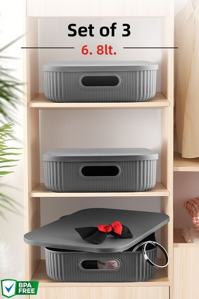 Nandy Home 6.8Lt Decorative Organizer Set of 3 - Multipurpose Storage Box