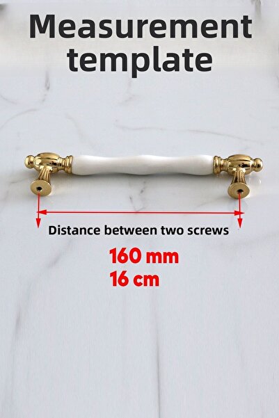 Badem10 Pepuza (Premium) Real Porcelain Gold Gold 160 mm Furniture Kitchen Drawer Cabinet Handle Handle Handles