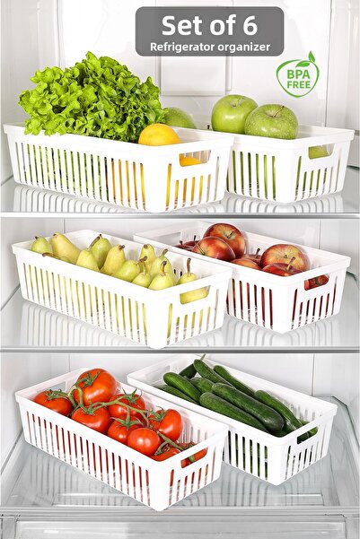Meleni Home Coș organizator pentru frigider 6 buc - Organizator pentru fructe...