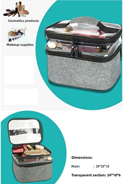 Ankaflex Γυναικεία τσάντα μακιγιάζ με δύο φαρδιές θήκες με λουράκια Πτυσσόμενη τσάντα μακιγιάζ Care Travel Organizer