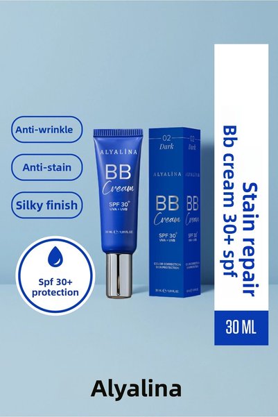 alyalina كريم بي بي بعامل حماية من الشمس SPF 30، كريم تفتيح فعال للعناية بالب...