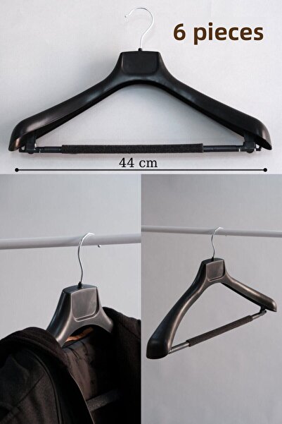 Acar Raf 6-Piece Jacket Hanger Black Wide Thick Plastic Hanger - Jacket, Coat...