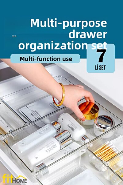 woodhub 7-компонентен многофункционален органайзер за грим и бижута, органайзер за чекмеджета