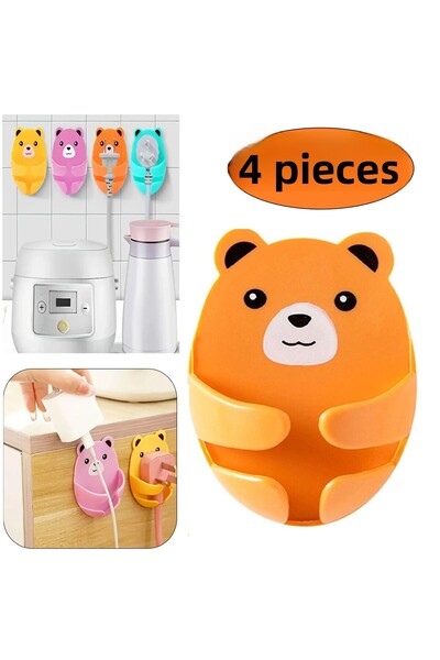 nelerbulurum 4 Pieces Self Adhesive Teddy Bear Pattern Cable Holder