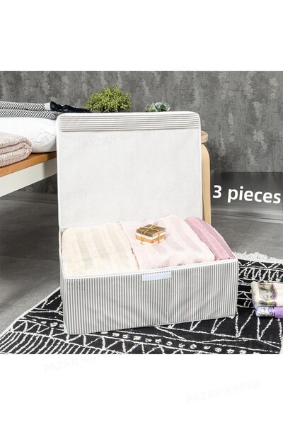 Pazar Kapısı Cutie Multifunctionala 3 Bucati cu Capac Dimensiune Baza Gri 50x...