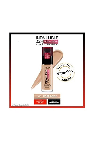 L'Oreal Paris كريم أساس باريس إنفاليبل 32 ساعة من لوريال بفيتامين C - 145 بيج...