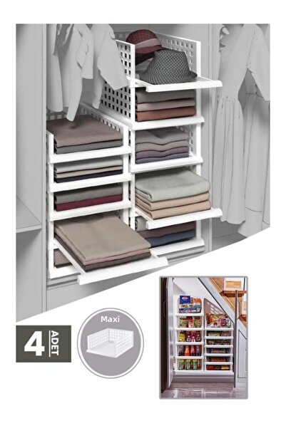 PANJI Sistem de rafturi inteligente albe Maxi 4 buc - Organizator, sertar și organizator în dulap