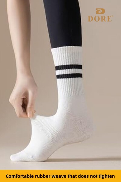 Dore Unisex Anti-Slip Socks for Pilates and Yoga - 1-Piece White Plates with Anti-Slip Sole