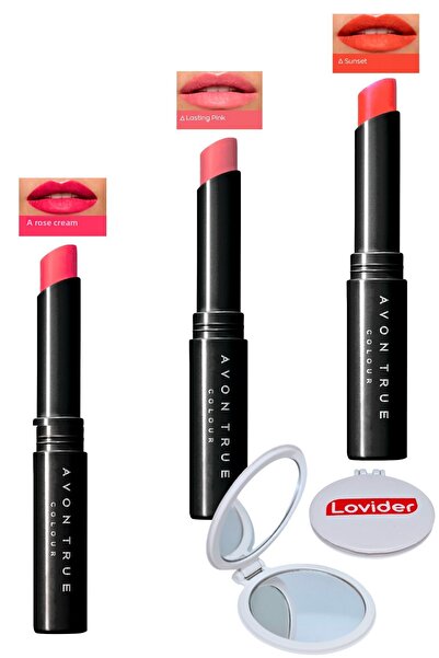 AVON Beauty 3-Piece Lipstick Pack - Rose Creme + Lasting Pink + Sunset + Lovi...